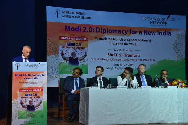 H.E. MR. HAMZA YAHIA CHERIF ATTENDED AND DELIVERED SPEECH ON “INDIA-ALGERIA RELATION AND NORTH AFRICA’S RELATIONS WITH INDIA” AT THE PANEL DISCUSSION ENTITLED “MODI 2.0: DIPLOMACY FOR A NEW INDIA” HELD AT THE NMML AUDITORIUM, NEW DELHI ON OCTOBER 22, 2019.