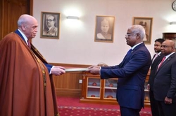 Ambassador presents his letter of credence to the President of The Republic of Maldives