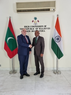 H.E Ambassador Ali ACHOUI pays a courtesy call on Maldives High Commissioner, H.E.M. Ibrahim SHAHEEB