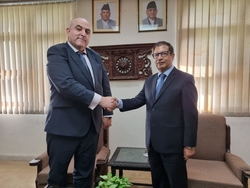 H.E Ambassador Ali ACHOUI paid a courtesy call on H.E.Mr. H.E. Dr. Shankar Prasad Sharma Ambassador of Nepal to India