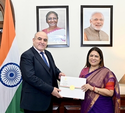 Ambassador received by Smt. Meenakashi Lekhi, Minister of State for External Affairs